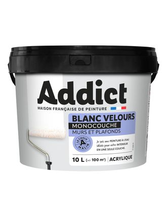 Addict Peinture Murs Et Plafonds Monocouche Acrylique Blanc Velours 10l - Addict