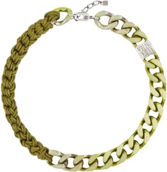 Givenchy Chain Mixed Crochet Short Necklace_Lime