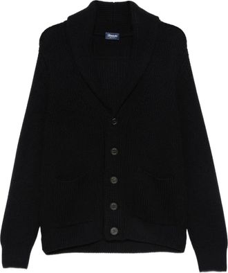 Drumohr shawl-collar patch-pocket cardigan - Blue