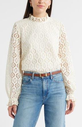 Caslon Ruffle Lace Top in Ivory Pristine at Nordstrom Rack, Size Xx-Small