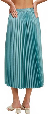 Wishlist Laguna Satin Pleated Midi Skirt In Coastal