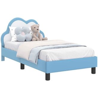vidaXL Childrens Bed Frame with Headboard Blue 80 x 160 cm PU vidaXL