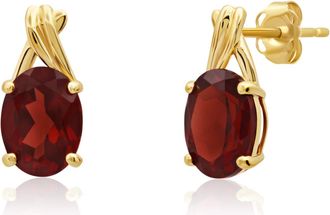 MAX + STONE 14k Yellow or White Gold 8x6mm Gemstone Twist Oval Drop Stud Earrings