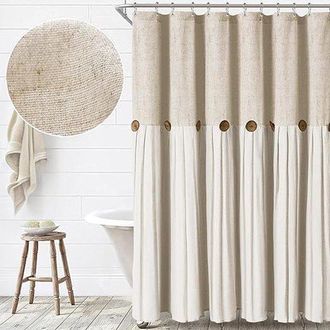 OEM Tela Impermeable De Lino/algod&oacute;n, Falda De Patchwork Con Botones, Cierre De Botones, Cortina De Ba&ntilde;o, Ancho 183 Cm Largo 183 Cm (7272)