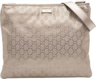 Gucci Pre-owned Cross Body Bags, female, Gray, Size: ONE SIZE Pre-owned Vintage Canvas Crossbody Bag