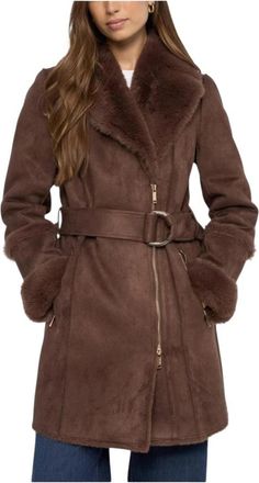 Salsa Lange Su&egrave;de-look Jas met Riem - Dames - Jas met riem - Bruin - XS - Su&egrave;de - Jassen