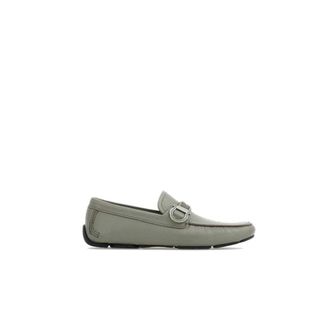 Ferragamo Loafers, male, Gray, Size: 10 US Calfskin Slip-On Loafers