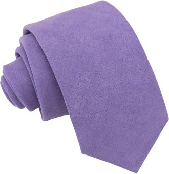 DQT Mens Plain Suede Wedding Formal Slim Tie - Dusty Lavender