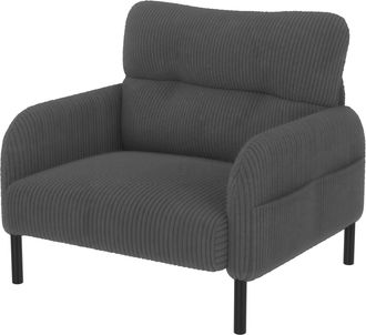 STILVORA Sill&oacute;n Individual Con Asiento Profundo Y Bolsillo Lateral Respaldo Ergon&oacute;mico Estructura Met&aacute;lica En Pana Gris