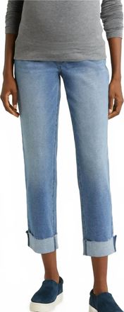 1822 Denim Womens Maternity Cuffed Slim Jean With Bellyband In Blue