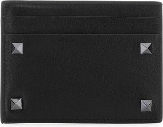 Valentino Garavani Rockstud Card Holder - Heren - Portefeuilles - Zwart - ONE Size - Leer - Accessoires
