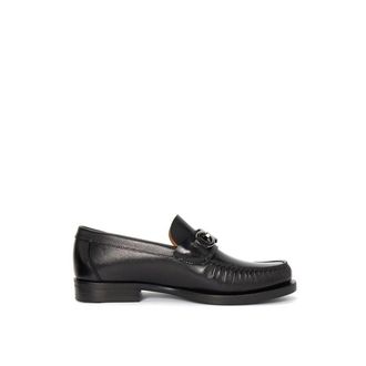 Ferragamo Black Calfskin Slip-On Mens Loafers