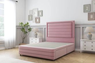 Sloomy Ashford Plush Divan Base 2 Drawers - 54 Headboard & 12 Footboard in Pink | Size: Small Single