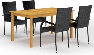 vidaXL Juego De Comedor Para Jard&iacute;n 5 Piezas Negro Vidaxl