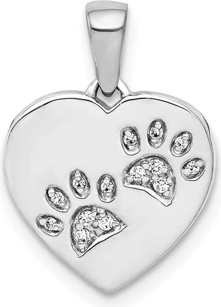 Diamond2Deal 14k White Gold Diamond Paw Prints Heart Pendant