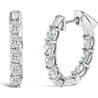 House of Brilliance 14K White Gold 2 3/4 Cttw Oval Cut Lab Grown Diamond Inside Out Hoop Earrings at Nordstrom