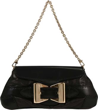 Gucci Vintage Leather Black Leather Handbag (Pre-Owned)