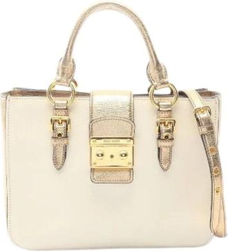 Miu Miu Pre-owned Madras lederen 2way handtas - Dames - Vintage Handtas - Wit - ONE Size - Leer - Vintage