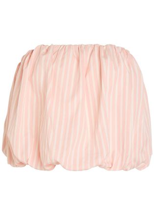 Faithfull The Brand Camila Striped Cropped Cotton-poplin top - Light Pink - S (UK8-10 / S)