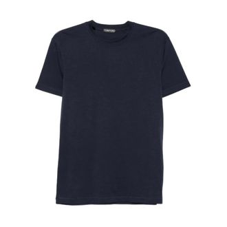 Tom Ford Camiseta de Algod&oacute;n Lyocell con Cuello Redondo - Tops - Hombre - Azul - S