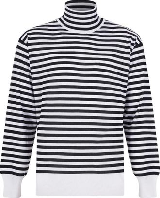 Ami Maglione a collo alto a righe bianco e nero - - Knitwear - Uomo - Bianco - S