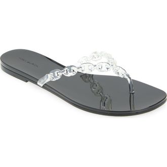 Tory Burch Gemini Link Jelly Flip Flop in Clear /Perfect Black at Nordstrom, Size 10