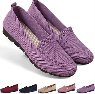 Generic Womens Orthopedic Knit Comfort Loafers - Slip-Resistant Walking Shoes, Lightweight Soft Sole Mesh Support Shoes (Purple,39)