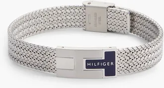 Tommy Hilfiger Mens Nautical Mesh Bracelet - Silver