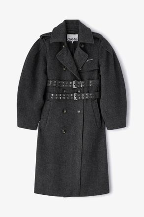 Ganni Mixed Wool Trench Coat - Size 2