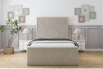 Sloomy Somerset Plush Deep-Sided Bed Frame With 50 Upholstered Headboard in Cream | Size: King