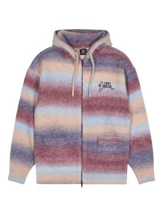 Patta striped-pattern hoodie - men - Acrylic/Polyester/Nylon/Wool - M - Purple