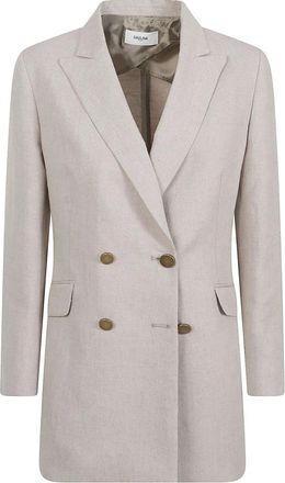 Saulina Milano Anita Double-Breasted Blazer - Dames - Blazers - Beige - L - Katoen - Jassen
