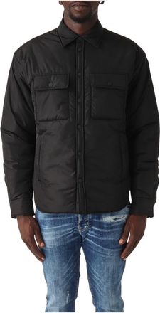 Dsquared2 Jassen, Heren, Zwart, L, Nylon, Gewatteerd Nylon Overshirt