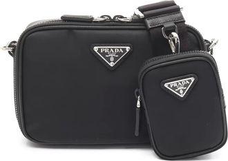 Prada 2020 brick nylon shoulder bag - women - Nylon/Saffiano Leather - One Size - Black