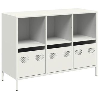 vidaXL Credenza Bianca 101,5x39x73,5 Cm In Acciaio Laminato A Freddo - Vidaxl