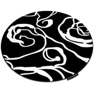 RugsX Rugsx - Alfombra Hampton Rosa C&iacute;rculo Rosa, Flores Negro Black Circulo 160 Cm