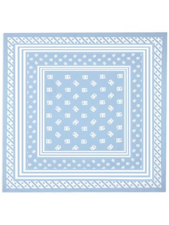 Dolce & Gabbana DNA logo-print silk scarf - Blue