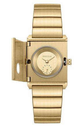 Breda Pulse Locket Tank Bracelet Watch, 26mm x 30mm in Gold at Nordstrom