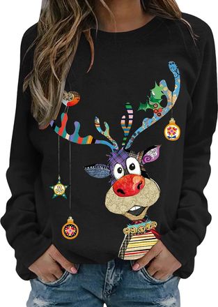 Generic Yinguo christmas t shirts women, Christmas Jumpers for Women Ladies Sweaters UK Tshirts Jumper Ugly Sweater Long Sleeve Winter Jumper Outwear Shirt Pl