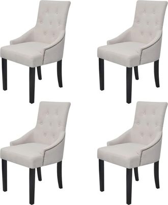 vidaXL Vidaxl - Sillas De Comedor 4 Unidades Tela Gris Crema