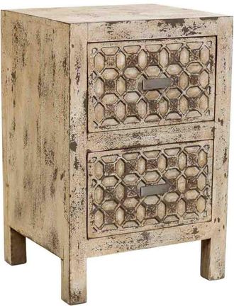 Wanderlust Deco Mesita de noche de madera artesanal gris 45x35x60h cm