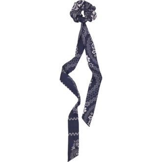 Maje Printed scrunchie with twill in Navy Bandana Print at Nordstrom