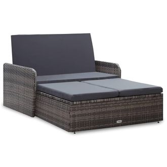 vidaXL Set De Muebles De Jard&iacute;n 2 Pzas Y Cojines Rat&aacute;n Sint&eacute;tico Gris Vidaxl