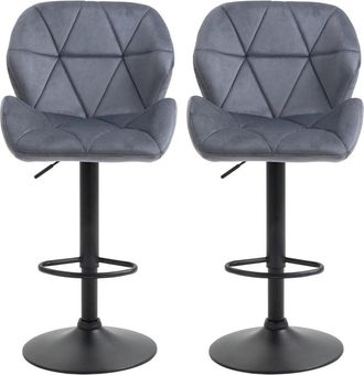 HOMCOM Adjustable Bar Stools Set of 2 - Dark Grey | TJ Hughes