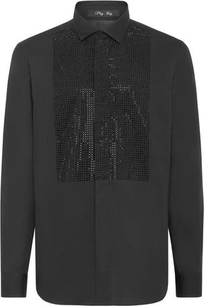 Philipp Plein Heren, Overhemden, Zwart, Maat: S Katoen