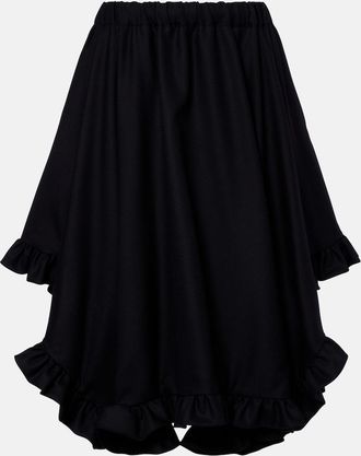 Comme Des Gar&ccedil;ons Ruffled tiered wool midi skirt