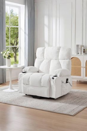 Living and Home Electric Recliner Chair Single Sofa with Heating & Massage Function in White
