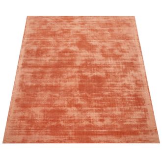 Paco Home Paco Home - Alfombra Hecha A Mano Alta Calidad Monocolor Pelo Corto Moderna Mezcla Materiales Albaricoque 200x300 Cm