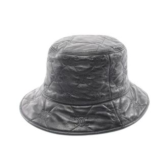 Celine Pre-owned Accessories, female, Black, Size: ONE SIZE Pre-owned Triomphe Quilted Lambskin Bucket Hat