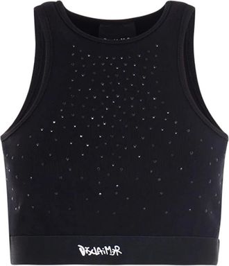 Disclaimer Urban Style Rhinestone Tank Top - Dames - Tops zonder mouwen - Zwart - XS - Katoen - Tops